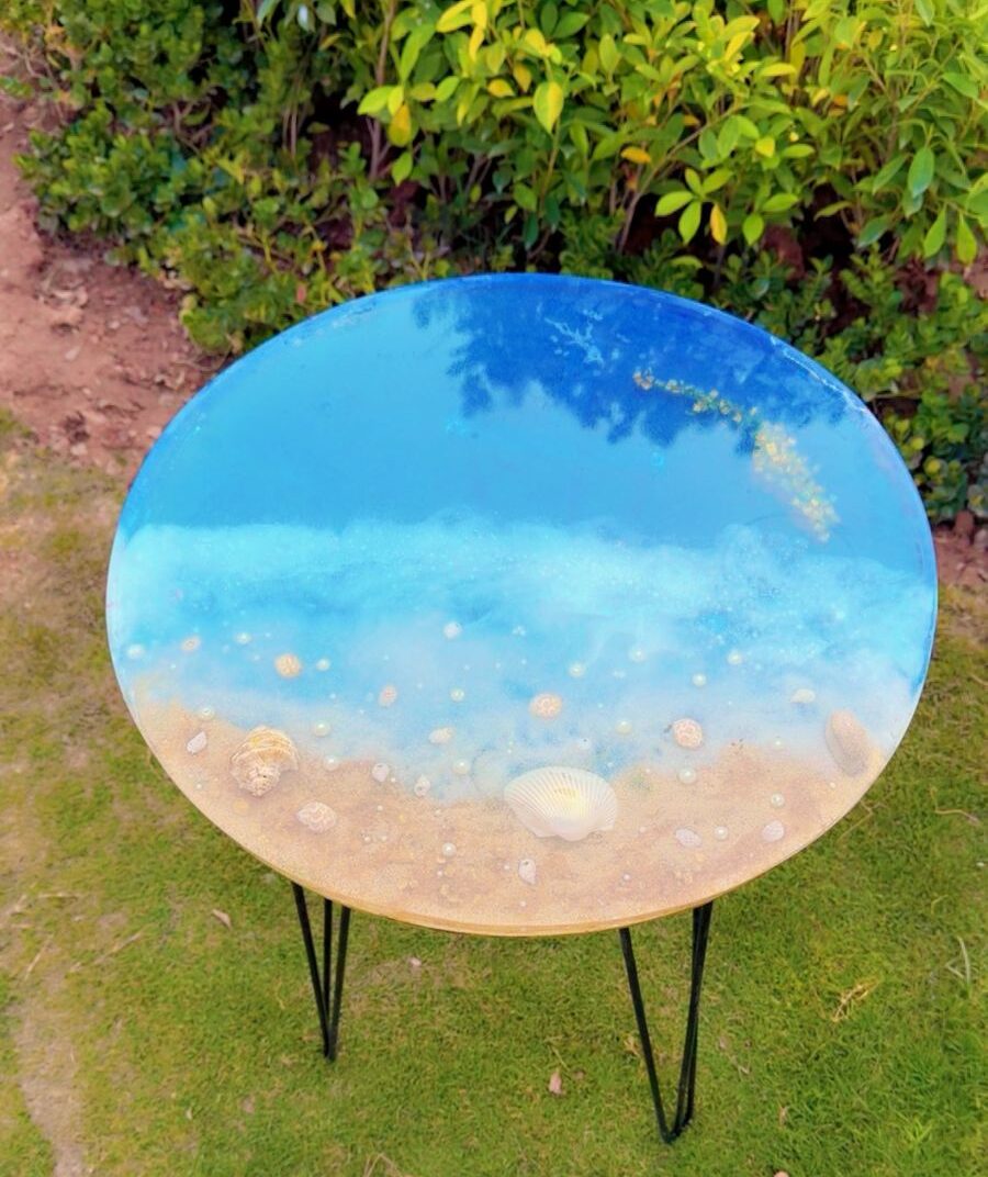 Ocean-Themed Resin Table