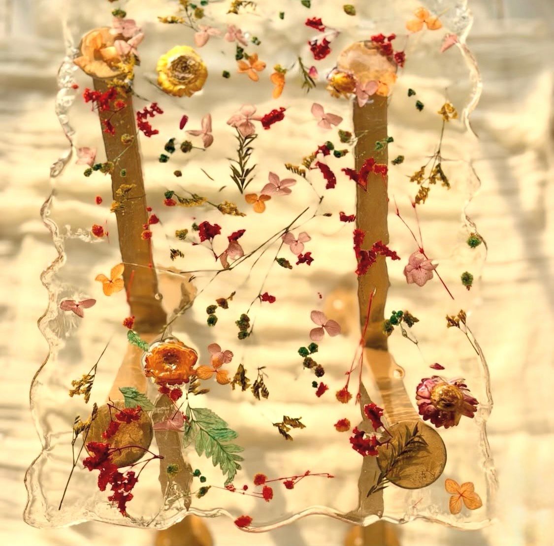 Floral Resin Transparent Table