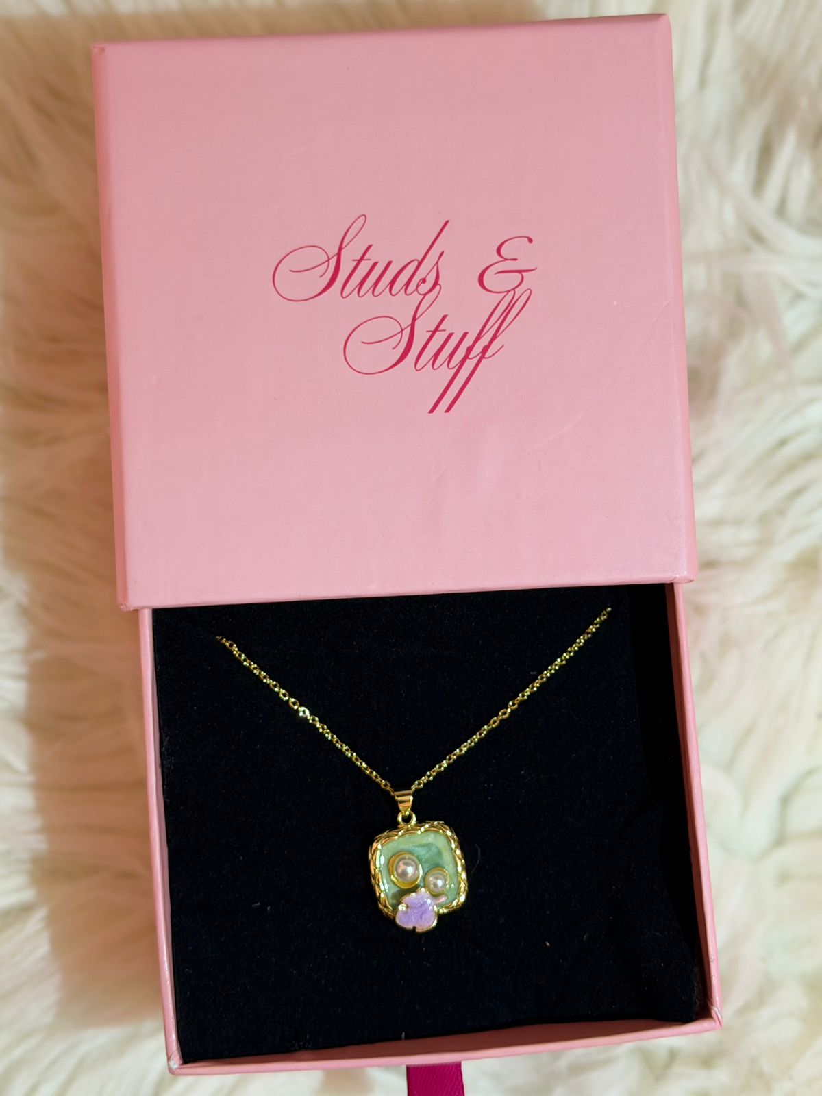 Square Green Lilac Pendant